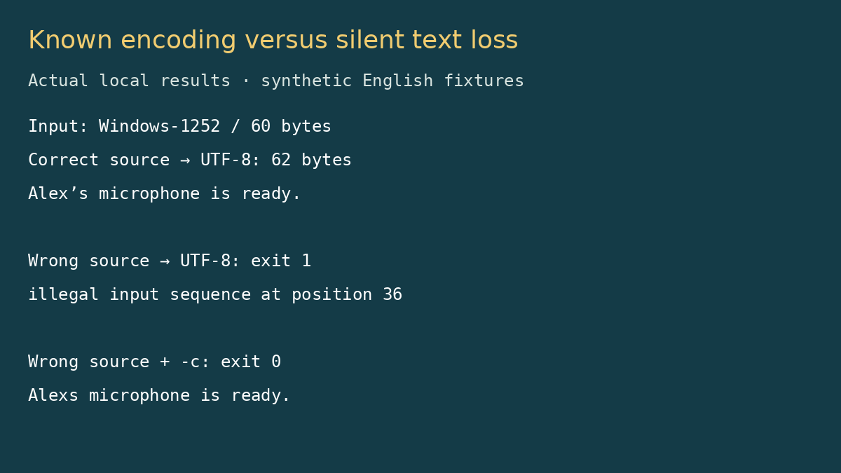 iconv review: a subtitle conversion that should fail instead of dropping punctuation test output
